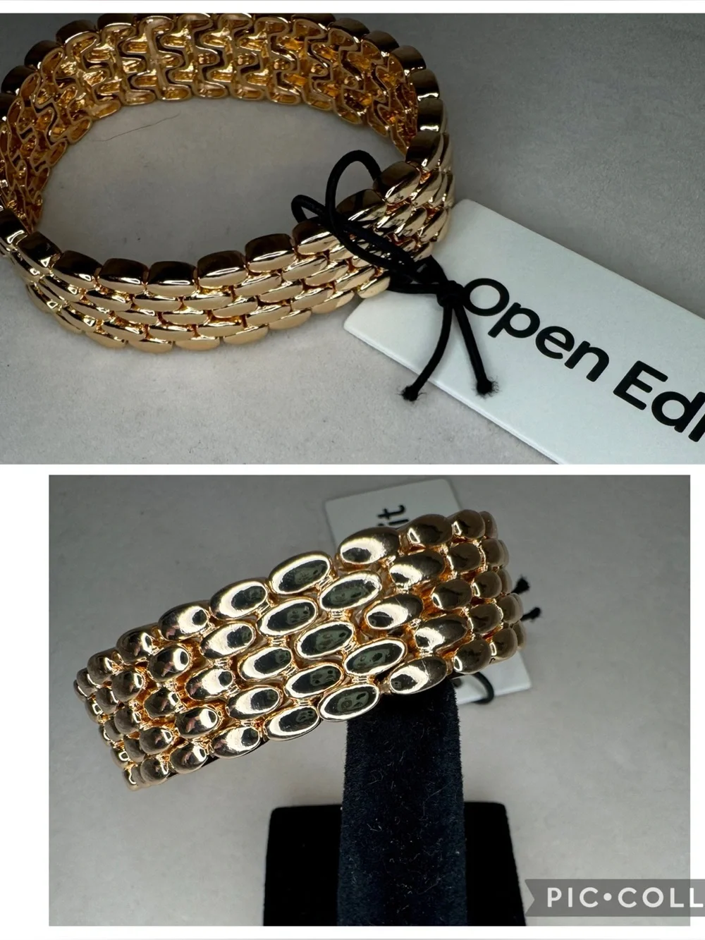 New Open Edit Gold Tone Multi-Row Stretch Bracelet - Picture 1 of 1